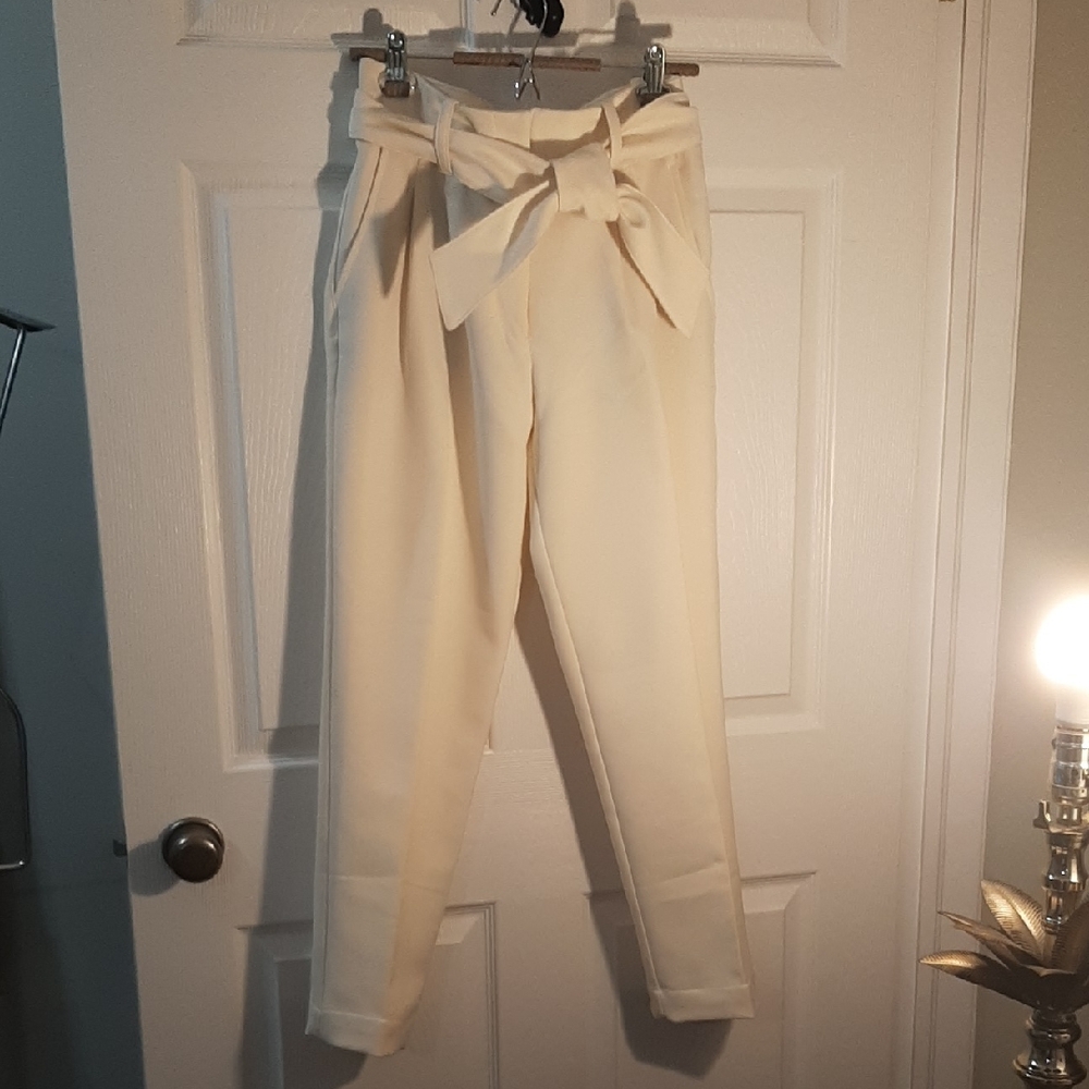 Current Air Cream Bow-Tie Trousers